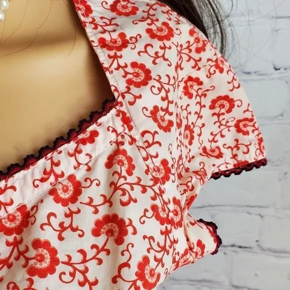 🔹️Tommy Girl Cream & Red Floral Print Cap Sleeve Dress XSmall - Picture 6 of 14
